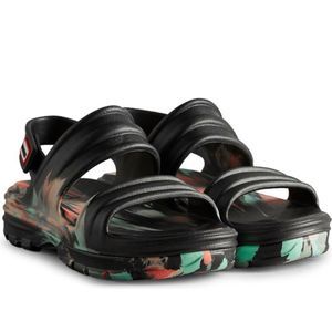 Hunter Sandals Women's 8 Black Bloom Algae Marble New‎